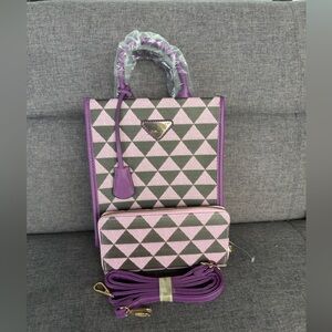 Elegant Purple and Pink Geometric Tote Bag Set
